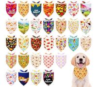 Pai Sence 30 Pcs Fall Dog Bandanas Bulk 25 Inch Autumn Dog Bandanas for Small Medium Dogs Breed Adjustable Polyester Scarves Grooming M