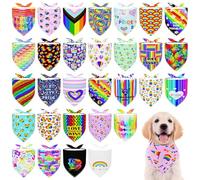 Pai Sence 30 Pcs Rainbow Small Dog Bandanas Bulk 25 Inch Pride Dog Bandanas for Medium Dogs Breed LGBT Dogs Bandana Large Cats Grooming M