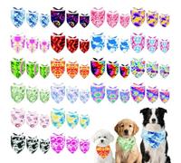 Pai Sence Tie Dye Dog Bandanas Bulk for Dogs 60 Pcs Assorted Size Stitching Dog Bandanas Small Medium Large Mixed Size Bandana Party Grooming