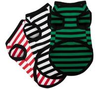 Paiaite 3-Piece Striped Dog Sleeveless Shirts Pure Cotton Breathable Pet Apparel Stylish Lightweight Clothes for Small Dogs