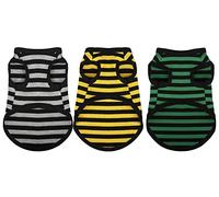 Paiaite 3 Pieces Dog Striped Shirt Dark Color Cotton Sleeveless Puppy Pet Shirts Breathable Apparel Tank Top Colorful Puppy Sweatshirt Clothes for Small Medium Dogs 4XL