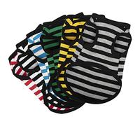 Paiaite 6-Piece Striped Shirt Set: Sleeveless Cotton Puppy Dog Shirts, Breathable Pet Apparel Tank Tops, Colorful Sweatshirts for Small & Medium Dogs