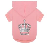 Paiaite Chihuahua Dog Hoodie with Leash Hole: Silver Crown with Cross Printed Sweatshirt Coat - Warm & Stylish Pet Clothes Perfect for Winter & Cool Summer Nights Pink 2XL