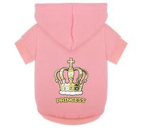 Paiaite Chihuahua Dog Hoodie with Leash Hole: Yellow Crown with Cross Printed Sweatshirt Coat - Warm & Stylish Pet Clothes Perfect for Winter & Cool Summer Nights Pink S