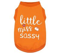 Paiaite Dog Clothes Fashionable Sleeveless Pet Vest: 'Little Miss Sassy' Printed Cotton Dog Shirt, Ideal for Small, Medium, and Large Breeds, Ensuring Comfort and Breathability Orange S