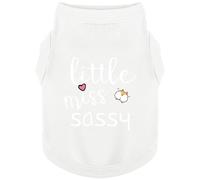 Paiaite Dog Clothes Fashionable Sleeveless Pet Vest: 'Little Miss Sassy' Printed Cotton Dog Shirt, Ideal for Small, Medium, and Large Breeds, Ensuring Comfort and Breathability White L