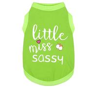 Paiaite Dog Clothes Fashionable Sleeveless Pet Vest: 'Little Miss Sassy' Printed Cotton Dog Shirt, Ideal for Small, Medium, and Large Breeds, Ensuring Comfort and Breathability Green S