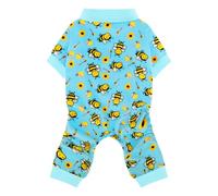 Paiaite Dog Pajamas Onesie: Comfortable Four-Legged Apparel for Small, Medium, & Large Dogs, Polyester Material for Comfort, Wrinkle Resistance, Moisture Wicking, Stretchiness Cute Bee Sky Blue 2XL