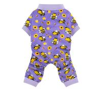 Paiaite Dog Pajamas Onesie: Comfortable Four-Legged Apparel for Small, Medium, & Large Dogs, Polyester Material for Comfort, Wrinkle Resistance, Moisture Wicking, Stretchiness Cute Bee Purple 2XL