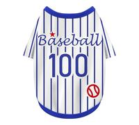 Paiaite Sleek Striped Dog Vest: Sleeveless Baseball-Style Dog Shirt, Ideal Fit for Small, Medium, and Large Breeds,Polyester Fabric for Comfort, Breathability, and Stretchiness Blue XS