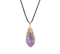 Paialco Natural Amethyst Quartz Crystal Point Pendant Necklace purple