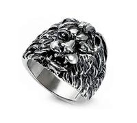 Paialco Vintage Stainless Steel Lion Head Bikers Ring for Men, US Size 7~12 Black