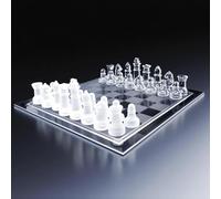 Paiaojia Fine Glass Chess Set - Solid Glass Chess Pieces and Crystal Mirror Chess Board 10 X 10 Inches - Gift for Teenagers and Adults,Black