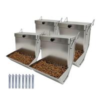 Paiaojia Rabbits Feeder 4 Pcs - Gravity Feeding for Cage Stainless Steel 4Lbs 6.2 Inch, Anti-Corrosion Durable with Sliding Lid for Pet Small Animal Indoor Outdoor Use, Holds Several Days' Food