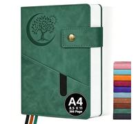 PAIBAS 8.5 x 11 Lined Notebook Journal 366 Pages Leather Journal for Men | Big notebook with 100gsm lined notebook paper college ruled, 3 ribbon bookmarks, front pocket slot & snap button.