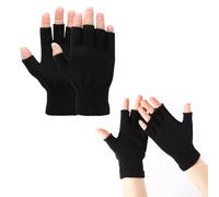 Paicreate 2 Pair Fingerless Warm Gloves - Thickened Knit Touchscreen Stretchy Mittens for Men & Women