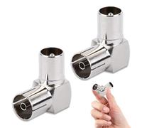 Paicreate 2 PCS TV Aerial Coaxial Adaptor, PAL Male to Female Connector, RF Coax TV Antenna Right Angle Adapter Suitable for TV Antenna, Receiver & Radio(Silver)