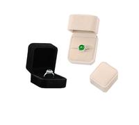 Paicreate 2pcs Premium Velvet Earring Ring, Brooch, Cufflink Box, Ring Bearer Box for Proposal Engagement Wedding Ceremony, Men and Women(Black/Beige)