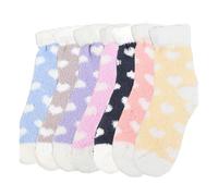 Paicreate 4 Pairs Women's Multicolour Fuzzy Bed Socks, Winter Fluffy Cozy Slipper Socks, Size UK 5-9, US 6-10 (7PCS)