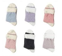 Paicreate 4 Pairs Women's Multicolour Fuzzy Bed Socks, Winter Fluffy Cozy Slipper Socks, Size UK 5-9, US 6-10 (6PCS-solid color)