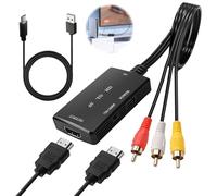 Paicreate HDMI to RCA Converter HDMI to AV Adapter for Old TV with HD-MI and RCA Cables Composite Video Converter Supports PAL/NTSC for TV Stick Roku Android Televison Box DVD PS3/4