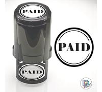 Paid Self Inking Rubber Stamp, Refillable Black Ink Preinstalled, Self-Inking Stamper for Office Business School Stationary Home, Round 38mm (1 1/2")