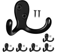 PAIDASHU 6 Pack Coat Hooks Wall Hooks for Hanging, Heavy Duty Double Prong Meta