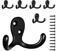 PAIDASHU 6 Pack Coat Hooks Wall Hooks for Hanging, Heavy Duty Double Prong Meta