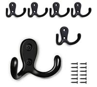 PAIDASHU 6-Pack Double Coat Hooks, Metal Hooks, Wa