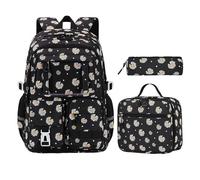 PAIDAXING 3PCS Backpack Set for Girls Kawaii Bow Strawberry Print 3-in- 1 School Bags with Shoulder Bag & Handbags Teens Kids Large Capacity Aesthetic Bookbag Lightweight Rucksack for Children