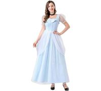 PAIDAXING Adult Cinderella Princess Dress Womens Cosplay Performance Costumes Fairytale Role Play Fancy Dress for Carnival Masquerade Party White