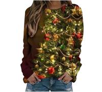 PAIDAXING Christmas Jumpers for Women UK Funny Novelty Santa Snowman Christmas Tree 3D Printed Sweatshirts Casual Long Sleece Crew Neck Pullover Tops Xmas Festivel Clothes