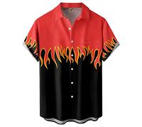PAIDAXING Fitted T Shirts Men Mens Printed Hawaiian Shirts Short Sleeve Button Down Beach Shirts Shirt for Man Lightweight Shirts for Men Red