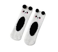 PAIDAXING Fluffy Socks Winter Fuzzy Sleep Socks Cute Cartoon Embroidered Animal Cat Dog Cozy Socks Slipper Socks Bed Socks for Girls Women