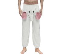 PAIDAXING Funny Christmas New Year Gifts for Men Novelty 3D Elephant Flannel Pajama Pants with Long Nose and Big Ears Ugly Casual Loungewear Pajamas Bottoms Valentine's Day