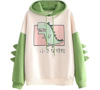 PAIDAXING Kawaii Hoodies for Girls Cartoon Print Splice Cute Hoodie Oversized Anime Hoodie Sweatshirts Teen Girl's Casual Dtawstring Jumper Sweater Long Sleeve Pullover Tops Blouse