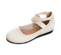 PAIDAXING Ladies' Suede Ballet Shoes, Stylish T - Strap/Criss - Cross Design, Comfortable Low Wedge Flats for Casual & Formal Wear