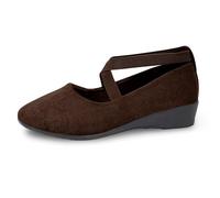 PAIDAXING Ladies' Suede Ballet Shoes, Stylish T - Strap/Criss - Cross Design, Comfortable Low Wedge Flats for Casual & Formal Wear