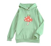 PAIDAXING Long Zip up Jacket Womens Cute Sweatshirts Skateboarding Frog Long Sleeve Hoodie Pullover Tops Knitted Dress Women Mint Green