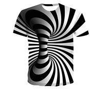 PAIDAXING Men's Funny Ugly T Shirts Casual Novelty 3D Geometry Print Summer Tops Loose Fit Short Sleeve Crew Neck Tshirts Graphic Tees Blouse Black