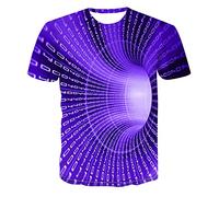 PAIDAXING Men's Funny Ugly T Shirts Casual Novelty 3D Geometry Print Summer Tops Loose Fit Short Sleeve Crew Neck Tshirts Graphic Tees Blouse Purple