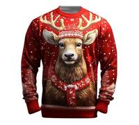 PAIDAXING Mens Ugly Funny Christmas Jumpers Santa Clus Reindeer Graphic Novelty Xmas Sweatshirts Plus Size Crew Neck Long Sleeve Holiday Tops 2024 Pullover Sweater