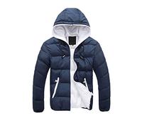 PAIDAXING Men's Winter Jackets Zip Up Hooded Quilted Puffer Jacket Short Thick Cotton Padded Coat Lightweight Body Warmer Outdoor Windproof Outerwear for Hiking Walking