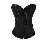 PAIDAXING Plus Size Women's Bustier Shapewear - Satin & Lace Boned Corset Top, Lace Up Bodysuit | Overbust & Underbust Lingerie for Bridal, Gothic & Halloween Costumes