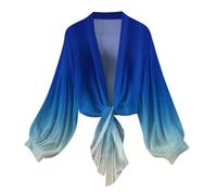PAIDAXING Summer Cardigans for Women UK Lightweight Sheer Chiffon Shrug Open Front Long Sleeve Cropped Cardigans Ladies Tie Front Bolero Kimono Beach Cover Up Shawl Wrap Flowy Tops