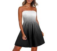 PAIDAXING Summer Dresses for Women UKBeach Coverups Kaftans Strapless Casual Sleeveless Ethnic Bohemian Print Sundress Off Shoulder Floral Bandeau Boobtube Flowy Dress