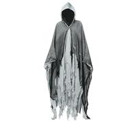 PAIDAXING Tattered Witch Cloak for Adults Gothic Long Cape with Mesh Splicing Victorian Halloween Costume Accessories Unisex Haunted House Scary Cloak for Women & Men