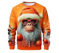 PAIDAXING Ugly Christmas Jumpers 3D Printed Xmas Pullover Sweatshirt Funny Long Sleeve Sweater T-Shirt for Men UK Novelty Santa Clus Reindeer Graphic Xmas Tops Plus Size