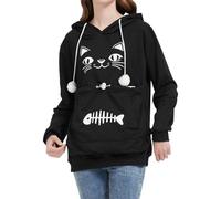 PAIDAXING Unisex Kangaroo Pouch Hoodie Warm Pet Carrier for Cats Small Dogs Snug Fleece Lined Sweatshirt with Removable Pad Home Outdoor Use S M L