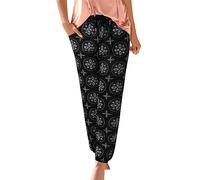 PAIDAXING Women's Hippie Thai Trousers Boho Vintage Patterned Smocked Waist with Pockets Lightweight Stretchy Bohemian Baggy Yoga Pants Ladies Casual Summer Harem Pants